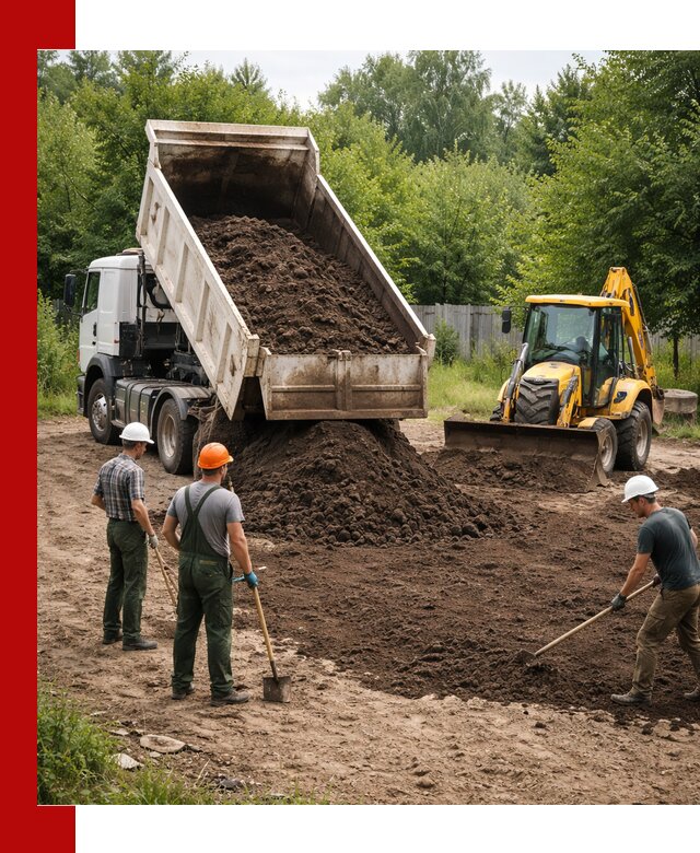 Доставка и укладка грунта для выравнивания участка в Артёме