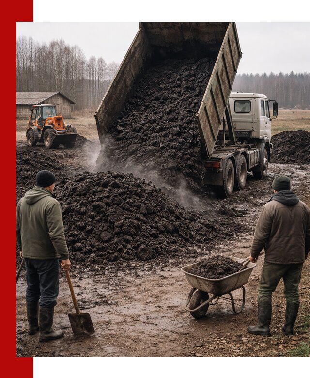 Доставка низинного торфа с разгрузкой и доставкой в Артёме