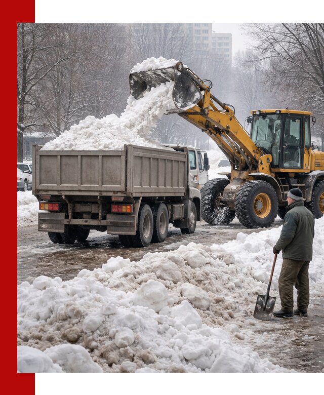 Вывоз снега грузовой техникой в Артёме оперативно и чисто