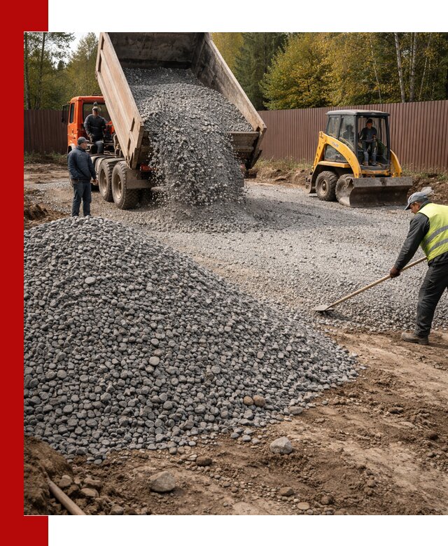 Отсыпка участка щебнем с доставкой и уплотнением в Артёме